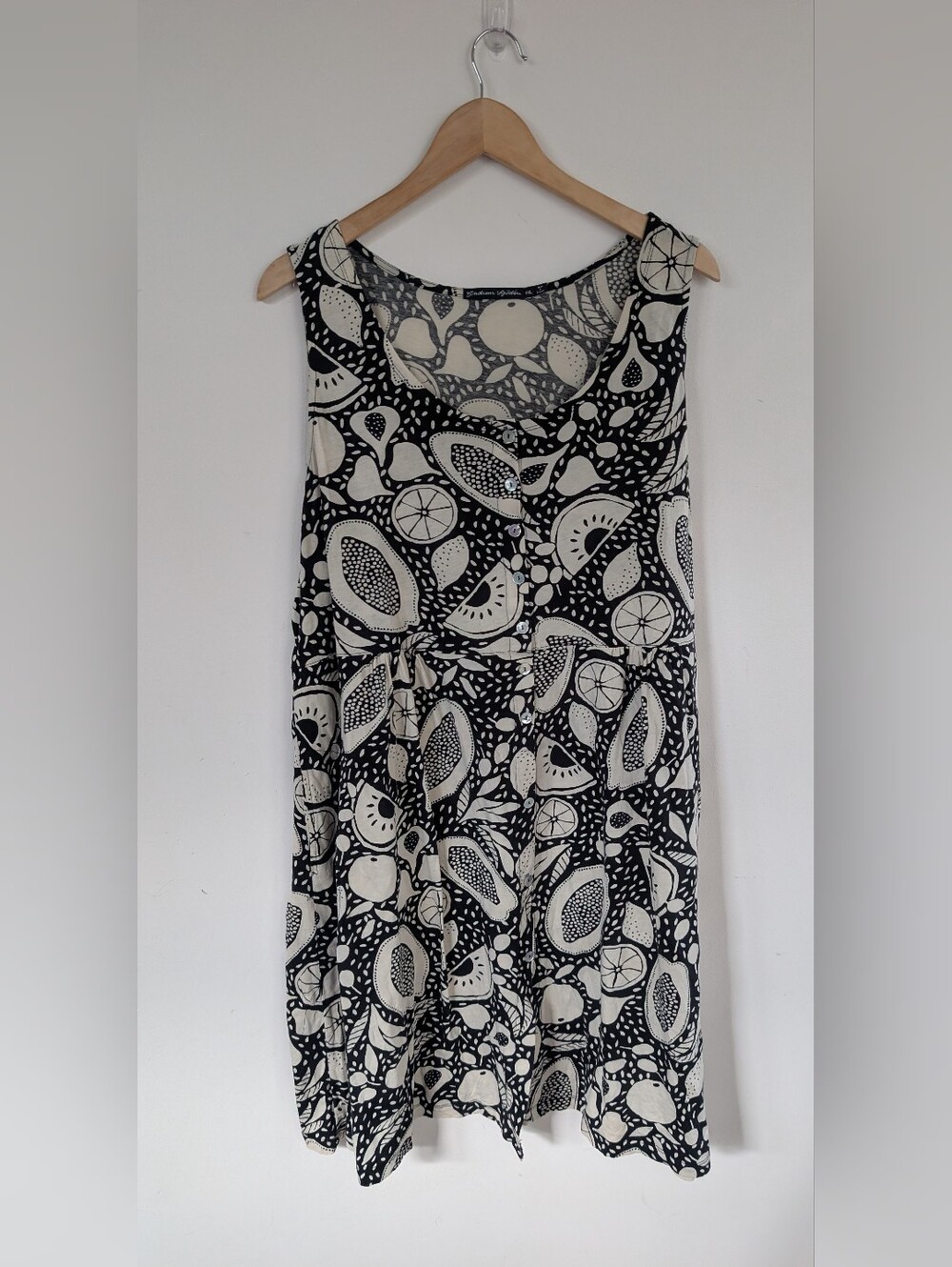 Gudrun Sjoden Marimba Black White Fruit Veggies Sleeveless Tank Dress XXL